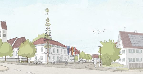 Markt Erkheim: Neugestaltung Straßen in der Ortsmitte Bauabschnitt 1, Gesamtplanung Fischer Heumann Landschaftsplanung, München